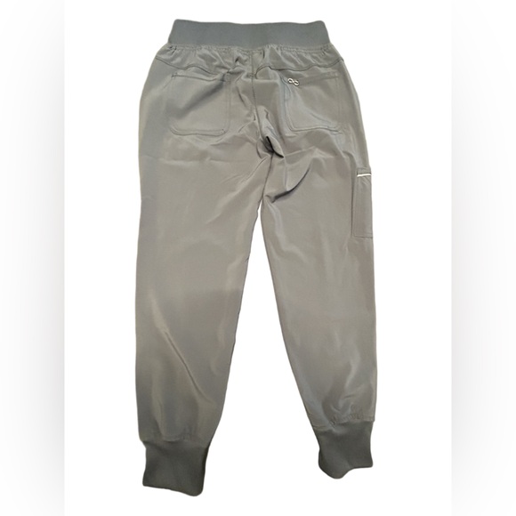 Cherokee infinity gray pewter scrub set round neck S top XS pet. Joggers NWT - Picture 7 of 15